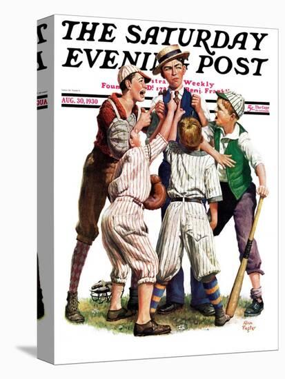 "Arguing the Call," Saturday Evening Post Cover, August 30, 1930-Alan Foster-Stretched Canvas