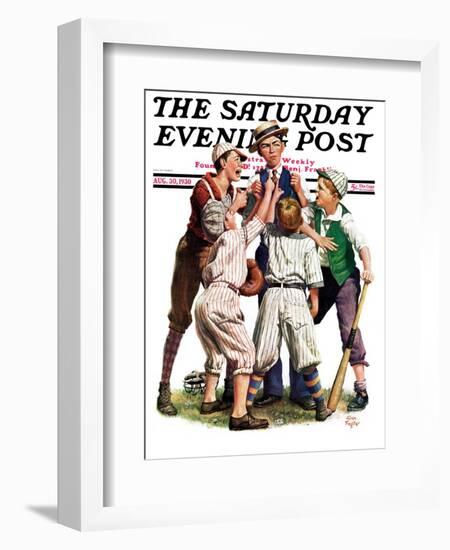 "Arguing the Call," Saturday Evening Post Cover, August 30, 1930-Alan Foster-Framed Giclee Print