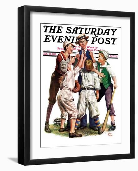 "Arguing the Call," Saturday Evening Post Cover, August 30, 1930-Alan Foster-Framed Giclee Print
