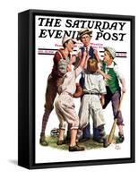 "Arguing the Call," Saturday Evening Post Cover, August 30, 1930-Alan Foster-Framed Stretched Canvas