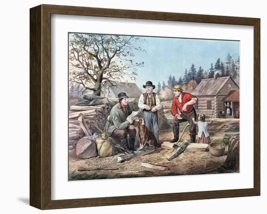 Arguing the Point - the Latest News, 1855-Currier & Ives-Framed Giclee Print