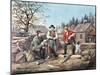 Arguing the Point - the Latest News, 1855-Currier & Ives-Mounted Giclee Print