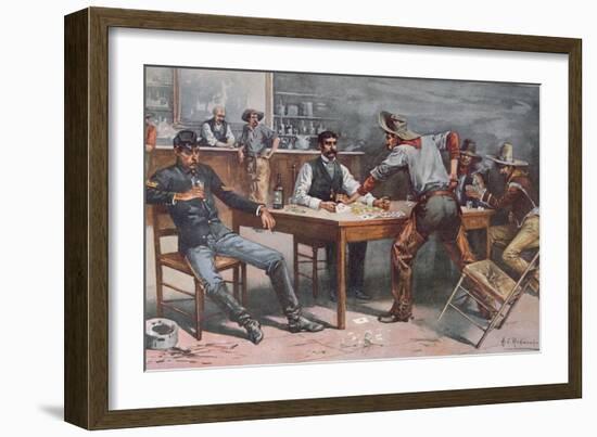 Argument over Cards in a Western Saloon, 1895-Allen Carter Redwood-Framed Giclee Print