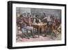 Argument over Cards in a Western Saloon, 1895-Allen Carter Redwood-Framed Giclee Print