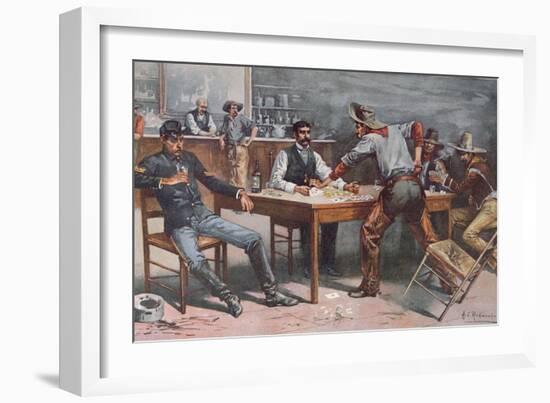 Argument over Cards in a Western Saloon, 1895-Allen Carter Redwood-Framed Giclee Print