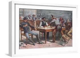 Argument over Cards in a Western Saloon, 1895-Allen Carter Redwood-Framed Giclee Print