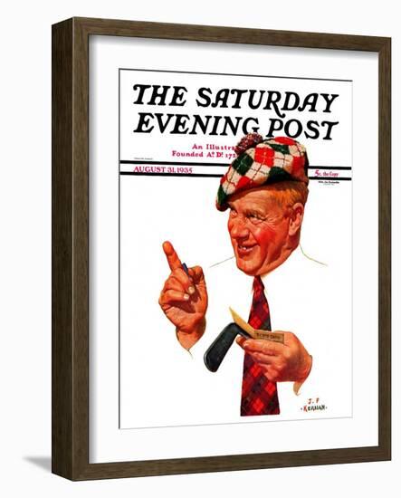 "Argyle Golfer," Saturday Evening Post Cover, August 31, 1935-J.F. Kernan-Framed Giclee Print