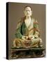 Arhat Tamrabhadra Seated, Glazed Tri-Color Terracotta Statue, China-null-Stretched Canvas