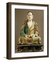 Arhat Tamrabhadra Seated, Glazed Tri-Color Terracotta Statue, China-null-Framed Giclee Print