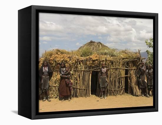 Ari Women Standing Outside House, Lower Omo Valley, Ethiopia, Africa-Jane Sweeney-Framed Stretched Canvas