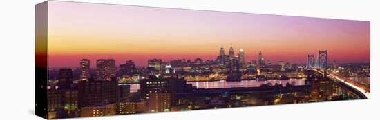 Arial View of the City at Twilight, Philadelphia, Pennsylvania, USA-null-Stretched Canvas