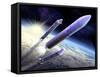 Ariane 5 Launch of Envisat, Artwork-David Ducros-Framed Stretched Canvas