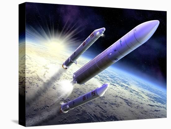 Ariane 5 Launch of Envisat, Artwork-David Ducros-Stretched Canvas