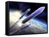 Ariane 5 Launch of Envisat, Artwork-David Ducros-Framed Stretched Canvas