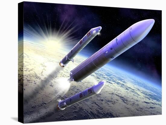 Ariane 5 Launch of Envisat, Artwork-David Ducros-Stretched Canvas