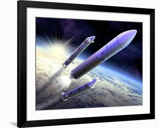 Ariane 5 Launch of Envisat, Artwork-David Ducros-Framed Photographic Print