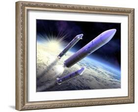 Ariane 5 Launch of Envisat, Artwork-David Ducros-Framed Photographic Print