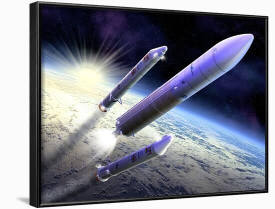 Ariane 5 Launch of Envisat, Artwork-David Ducros-Framed Photographic Print