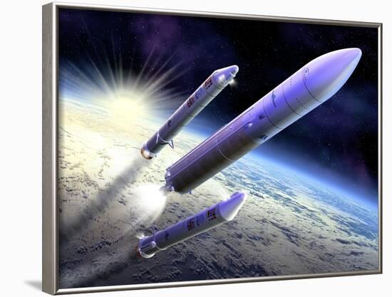 Ariane 5 Launch of Envisat, Artwork-David Ducros-Framed Photographic Print