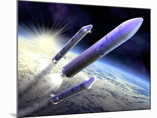 Ariane 5 Launch of Envisat, Artwork-David Ducros-Mounted Photographic Print