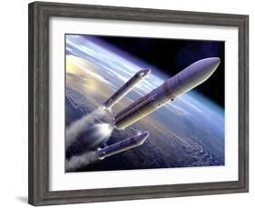 Ariane 5 Rocket Launch, Artwork-David Ducros-Framed Photographic Print