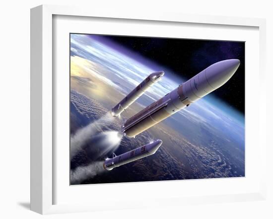 Ariane 5 Rocket Launch, Artwork-David Ducros-Framed Photographic Print