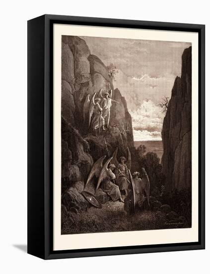 Ariel's Charge to Gabriel-Gustave Dore-Framed Stretched Canvas