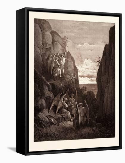 Ariel's Charge to Gabriel-Gustave Dore-Framed Stretched Canvas