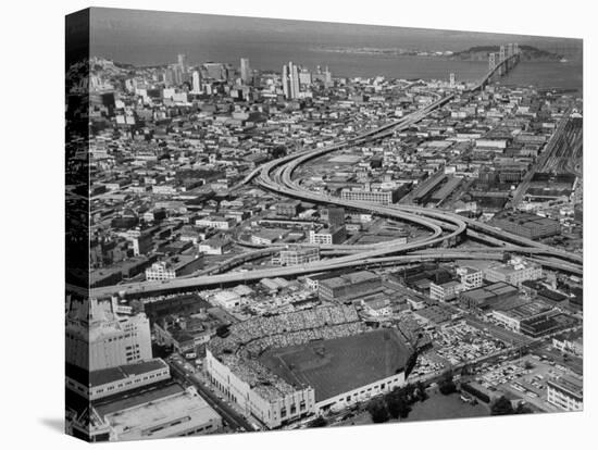 Ariels of Seals Stadium During Opeaning Day-Nat Farbman-Stretched Canvas