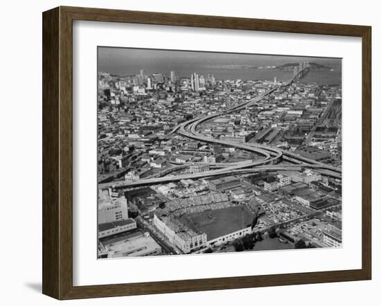 Ariels of Seals Stadium During Opeaning Day-Nat Farbman-Framed Photographic Print