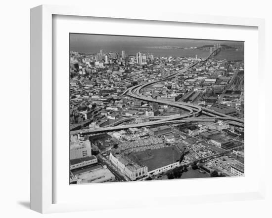 Ariels of Seals Stadium During Opeaning Day-Nat Farbman-Framed Photographic Print