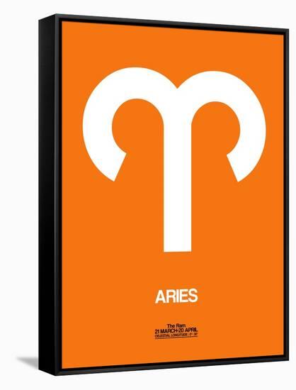 Aries Zodiac Sign White on Orange-NaxArt-Framed Stretched Canvas