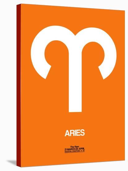 Aries Zodiac Sign White on Orange-NaxArt-Stretched Canvas