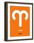 Aries Zodiac Sign White on Orange-NaxArt-Framed Art Print