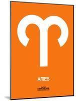 Aries Zodiac Sign White on Orange-NaxArt-Mounted Art Print