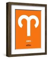 Aries Zodiac Sign White on Orange-NaxArt-Framed Art Print