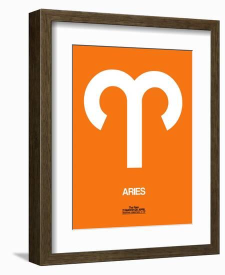 Aries Zodiac Sign White on Orange-NaxArt-Framed Art Print