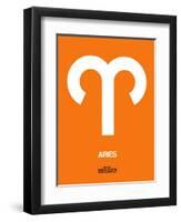 Aries Zodiac Sign White on Orange-NaxArt-Framed Art Print