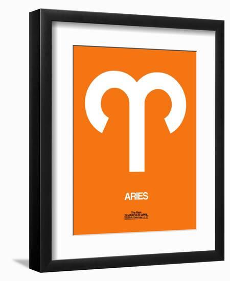 Aries Zodiac Sign White on Orange-NaxArt-Framed Art Print