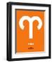 Aries Zodiac Sign White on Orange-NaxArt-Framed Art Print