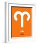 Aries Zodiac Sign White on Orange-NaxArt-Framed Art Print