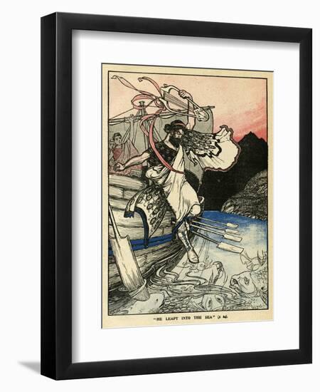 Arion of Methymna Leaping into the Sea-Arthur Rackham-Framed Art Print