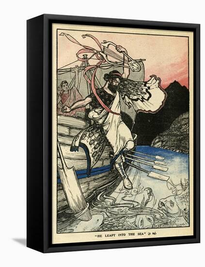 Arion of Methymna Leaping into the Sea-Arthur Rackham-Framed Stretched Canvas