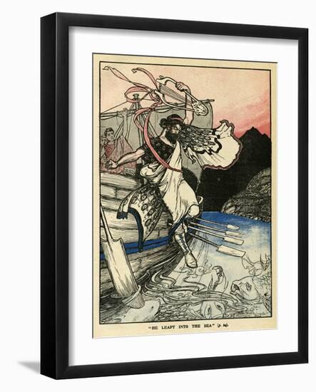 Arion of Methymna Leaping into the Sea-Arthur Rackham-Framed Art Print