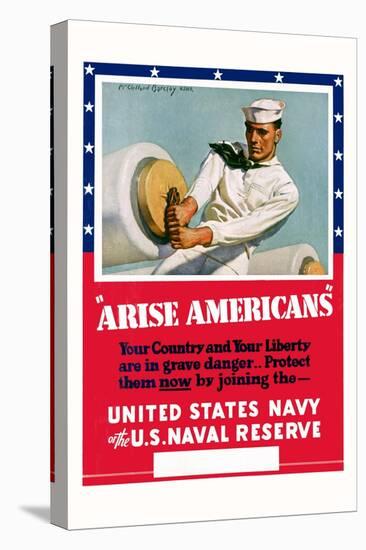 Arise Americans Navy Recruitment Poster-McClelland Barclay-Stretched Canvas