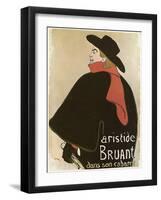 'Aristide Bruant in His Cabaret', (Poster), 1893-Henri de Toulouse-Lautrec-Framed Giclee Print