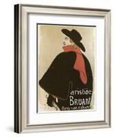 'Aristide Bruant in His Cabaret', (Poster), 1893-Henri de Toulouse-Lautrec-Framed Giclee Print