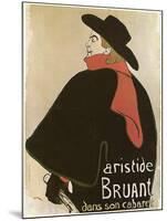 'Aristide Bruant in His Cabaret', (Poster), 1893-Henri de Toulouse-Lautrec-Mounted Giclee Print