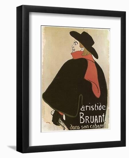 'Aristide Bruant in His Cabaret', (Poster), 1893-Henri de Toulouse-Lautrec-Framed Premium Giclee Print