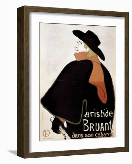 Aristide Bruant in His Cabaret-Henri de Toulouse-Lautrec-Framed Art Print